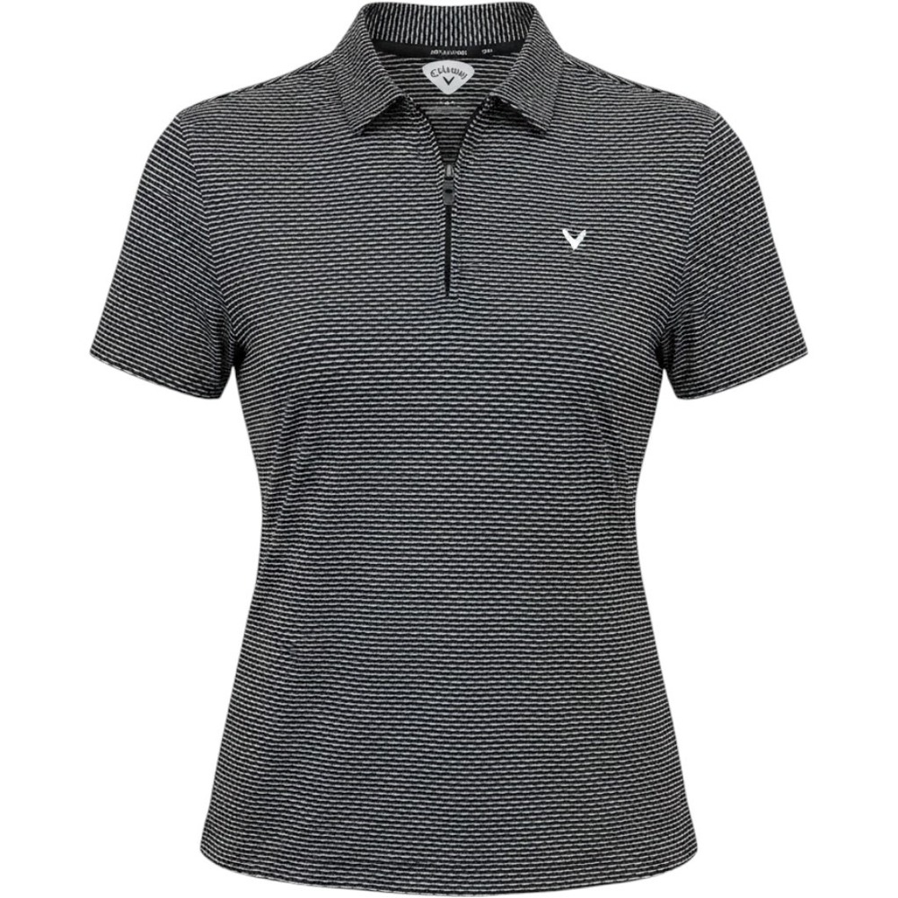 Callaway Golf Polo Shirt Quarter Zip Striped Performance Top Womens Medium Black